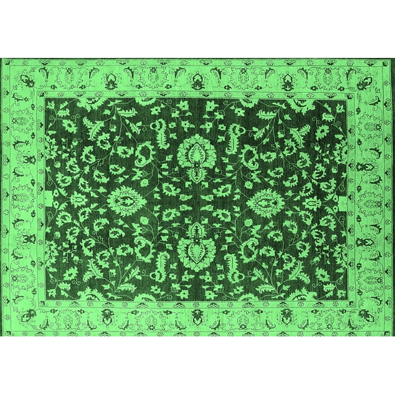 Ahgly Company Indoor Rectangle Oriental Emerald Green Traditional Area Rugs, 2' x 5'