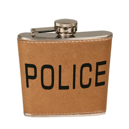 

KuzmarK 6 oz. Leather Pocket Hip Liquor Flask - Police
