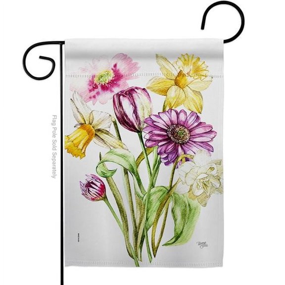 Breeze Decor G154152-BO Spring Flower Bouquet Floral Double-Sided Decorative Garden Flag, Multi Color