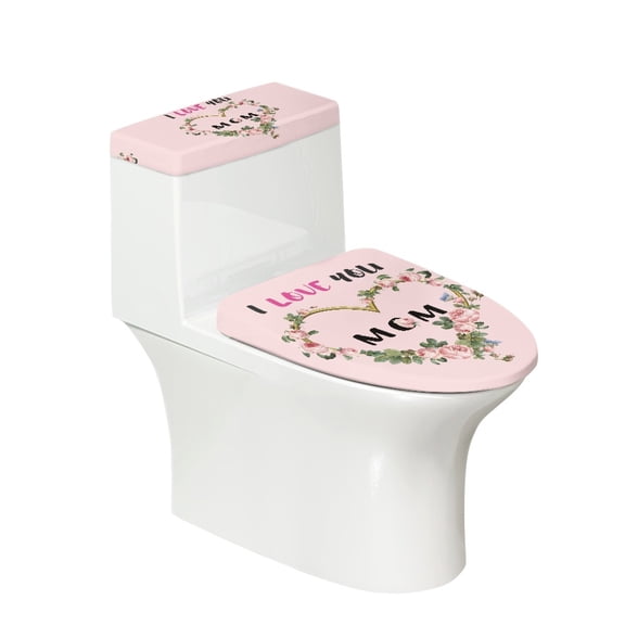 HELLHERO Mother's DayToilet Lid Seat Cover with Fits All Toilet Shapes 2 Pcs Set Toilet Lid Cover and Toilet Tank Lid Cover 17"x21" for Universal