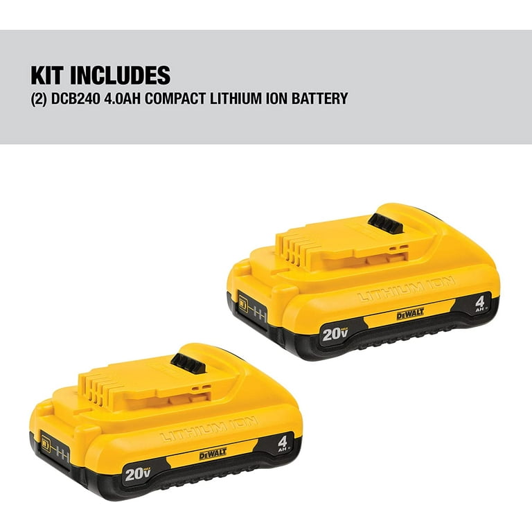 20-Volt MAX Compact Lithium-Ion 4.0Ah Battery Pack (2-Pack) 20-Volt MAX Compact Lithium-Ion 4.0Ah Battery Pack (2-Pack)