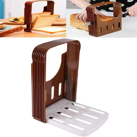 MOQIN Bread Slicer for Homemade Bread, Foldable Bread Cutting Bread Slicer Guide, Compact Sandwich Bagel Loaf Slicer & 4 Thickness Adjustable Plastic Household Toast