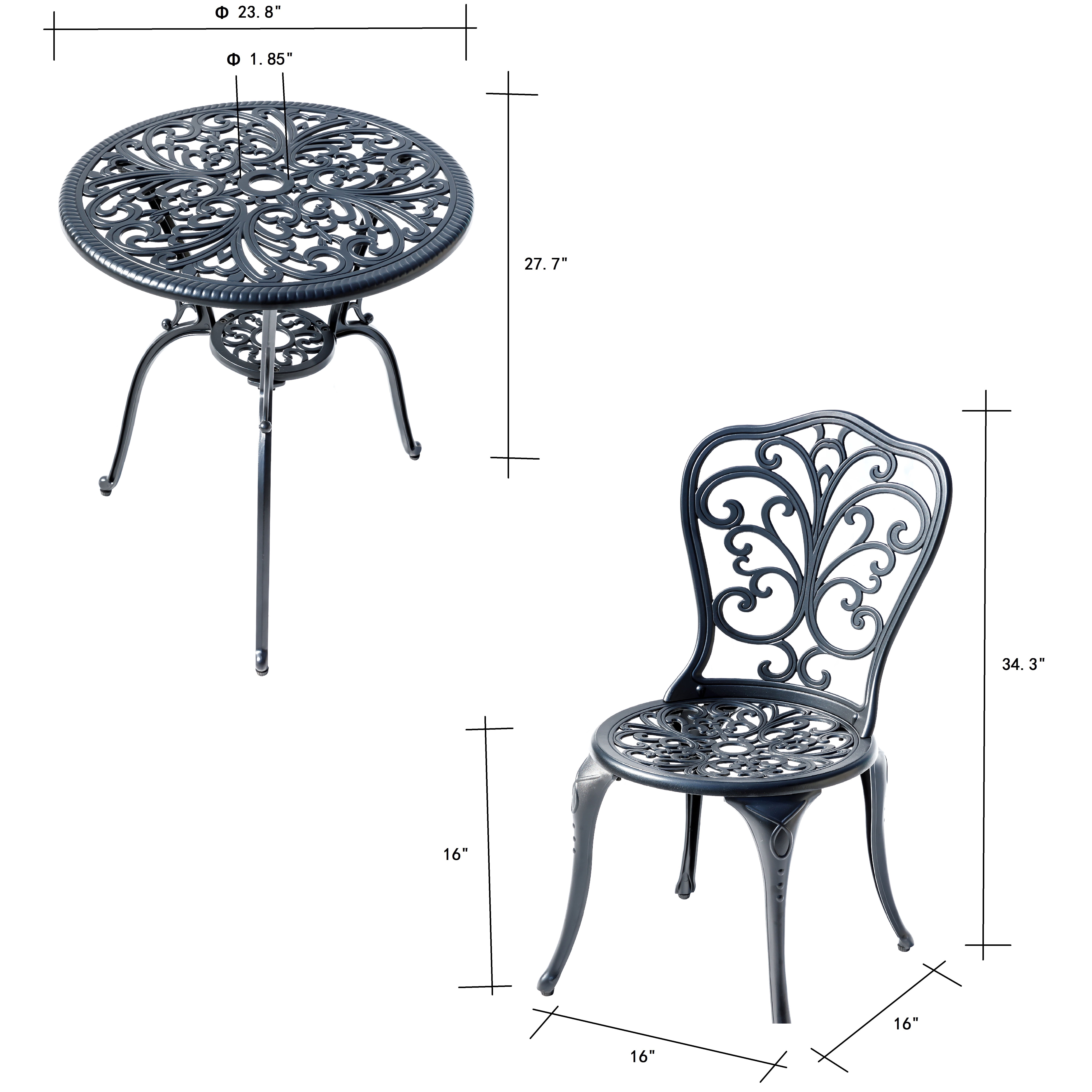Understated Elegance- Black Cast Aluminium Bistro Set