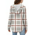 thumbnail image 5 of Stichou Womens Hoodies Long Sleeve Plaid Shirts Lightweight V Neck Oversized Pullover Sweatshirts Casual Fall Sweater Tops Light Gray L, 5 of 5