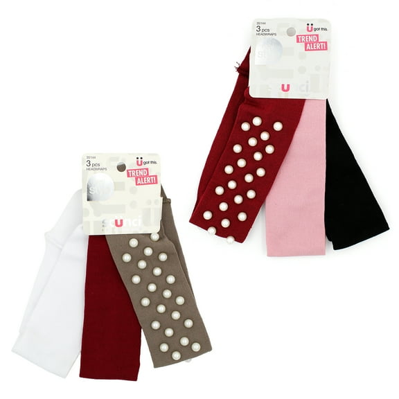Scunci Real Style Assorted Colored Pearl and Basic Headwraps, 6 pc