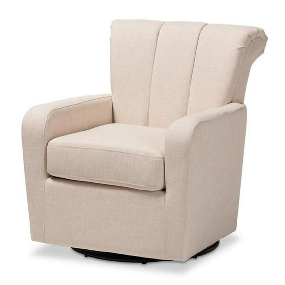 Bowery Hill Beige Fabric Upholstered Swivel Chair
