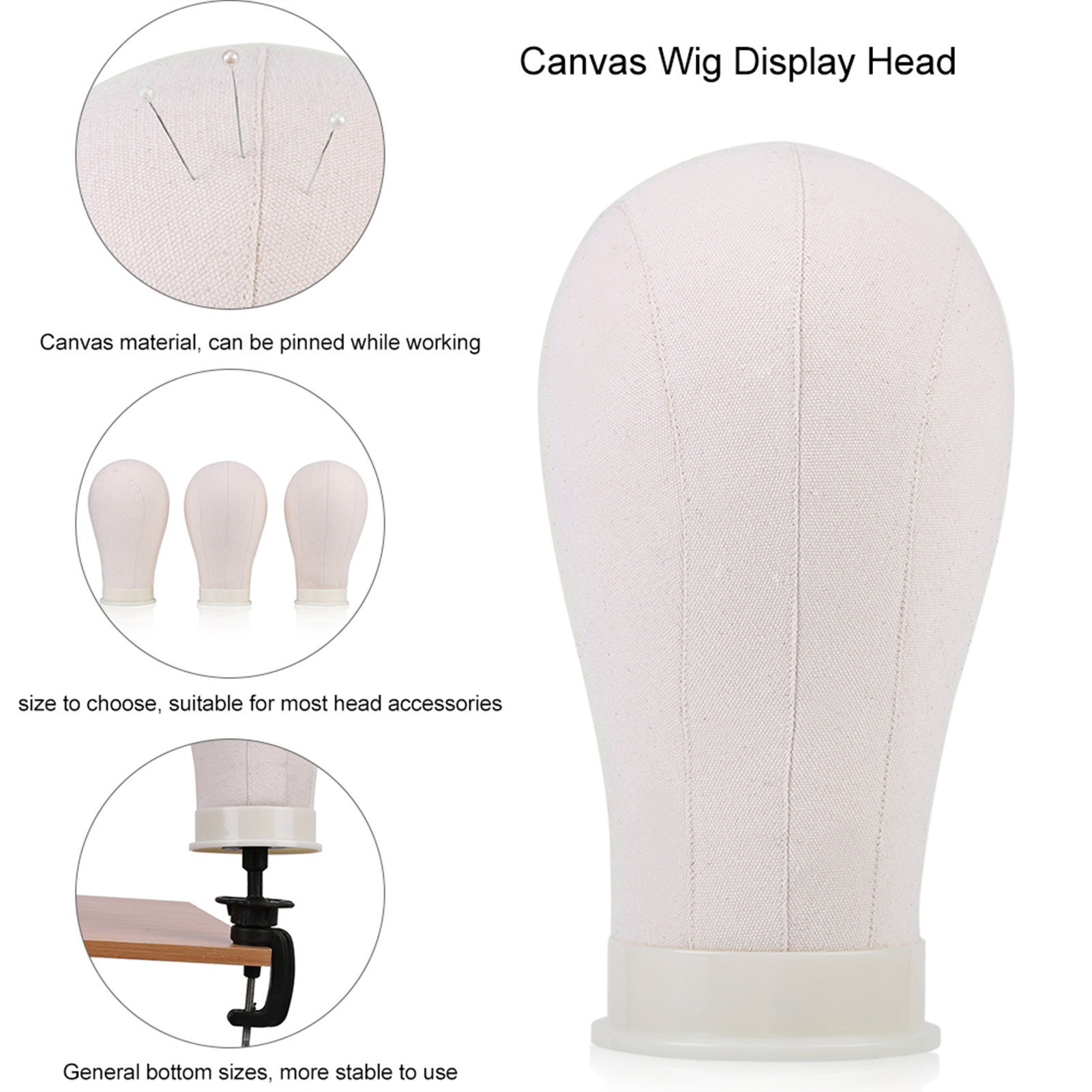 Lhcer Sizes Canvas Head Model Making Mannequin Head Hat Headwear Cap Display Manikin Model