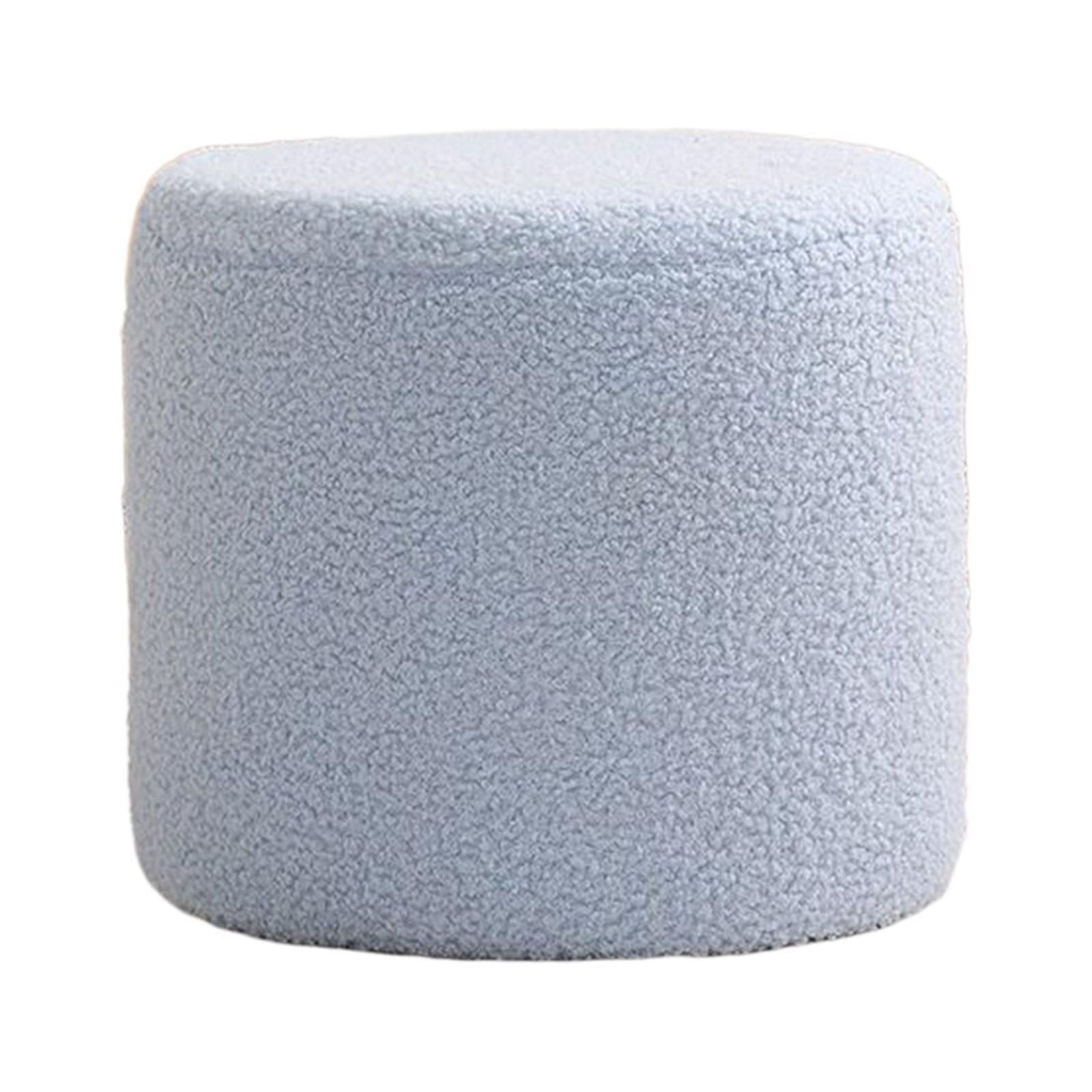 Round Ottoman Foot Rest Stool Footstool Bench Seat Chair Small Cylinder Stool Sofa Tea Stool for Office, Bedroom, Nursery, Apartment blue