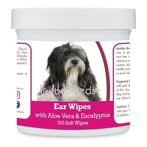Healthy Breeds 192959824087 Lhasa Apso Ear Cleaning Wipes with Aloe & Eucalyptus for Dogs - 100 Count