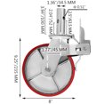 thumbnail image 2 of VEVOR Scaffold Casters, 8" (Set of 4) - Scaffolding Wheels Heavy Duty, 4400 Lbs Per Set - Stem Swivel Casters with Brake, Red Polyurethane - Replacement for Scaffold, Shelves, Workbench, 2 of 9