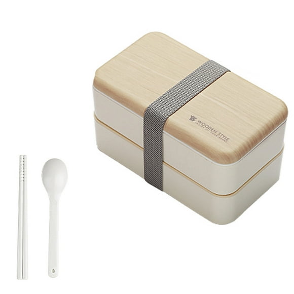 Cameland Boîte à Lunch Micro-Ondes Boîte à Bento en Bois Japonais 2 Couches Conteneur Stockage Nouveau