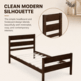 thumbnail image 6 of Miniyam Twin Bed Frame, Solid Rubber Wood Platform Bed with Headboard and Footboard, Espresso, 6 of 7