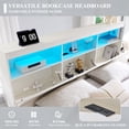 thumbnail image 5 of Aitjunz Modern King Size Bed Frame with 50" Tall Storage Headboard, 4 Under-Bed Storage Drawers, Fluted Wood Platform Bed w/ LED Lighting and Charging Station, No Box Spring Needed, White, 5 of 7