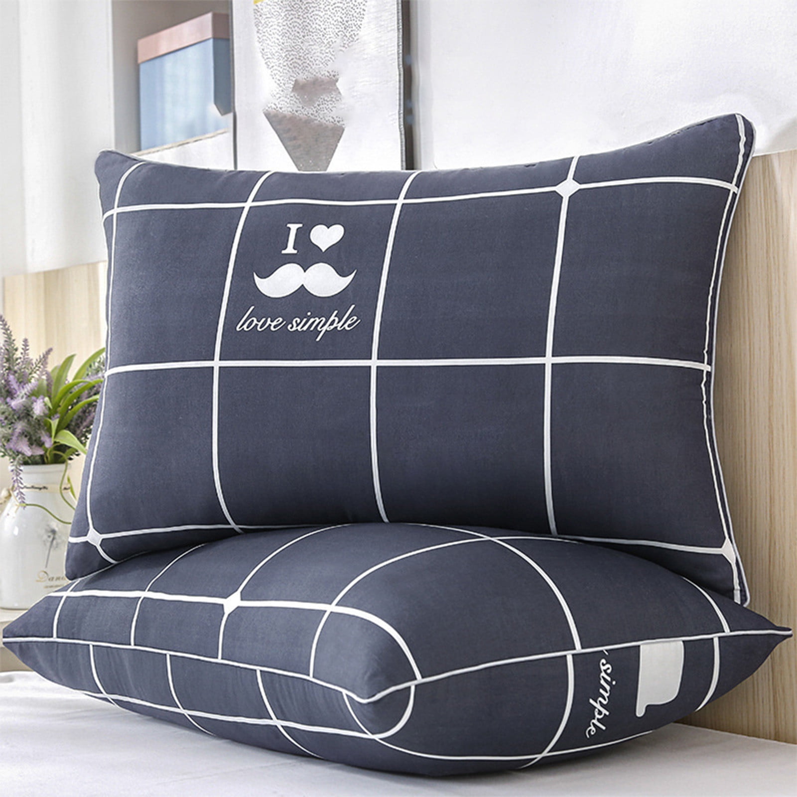 AuroraX Queen Bed Pillow Medium Soft Cooling Huge Overfilled Single Bed Pillow for Side and Back Sleep Blue Standard Bed Pillow Decor Mother's Day Gifts