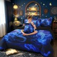 thumbnail image 3 of meiyoeat Blue Lightning Dragon Queen Bedding for Boys Girls, Galaxt Planet Animal Bedding Comforter Set Queen, Blue, Black Reversible, 7 Pieces, 3 of 5