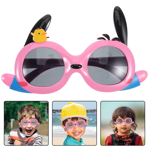 OUNONA Pink Kids Sunglasses with UV Protection for Outdoor Activities Acrylic Unisex Cartoon Design