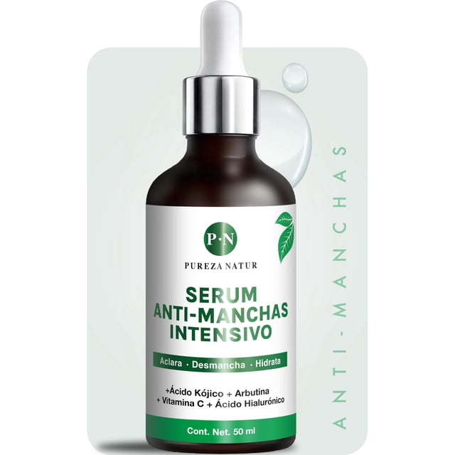 PUREZA NATUR Suero Facial aclarante intensivo para paño en cara y cuerpo + Acido Hialuronico facial + Vitamina C | Serum que Humecta y aclara la piel desvanece arrugas, manchas y repara cut