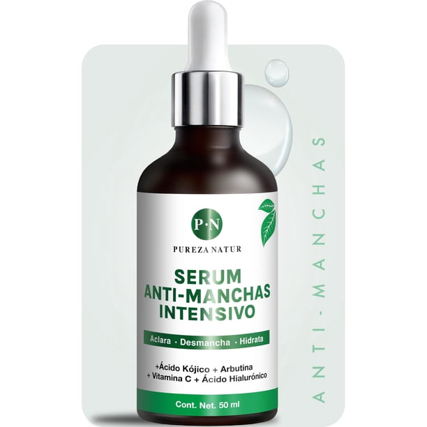 PUREZA NATUR Suero Facial aclarante intensivo para paño en cara y cuerpo + Acido Hialuronico facial + Vitamina C | Serum que Humecta y aclara la piel desvanece arrugas, manchas y repara cut