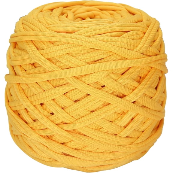 200g T-Shirt Yarn Elastic Fabric Crochet Cloth Yarn for DIY Knitting, Spaghetti Yarn Thick Knitting Yarn for Hand DIY Bag Basket Cushion Crocheting Projects,Home Decor(Yellow)