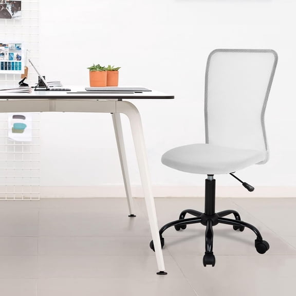 XF XINFENG Office Computer Chair Armless Mash Desk Chairs Mid Back Ergonomic Task Rolling Swivel Chair with Lumbar Support,White