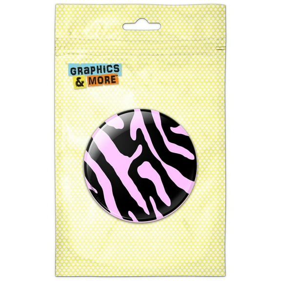 Zebra Print Black Light Pink Pinback Button Pin Badge