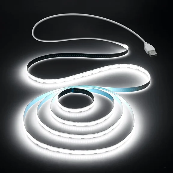Usb Cob Led Strip Light, 5V 6000K Daylight, 1M 320 Leds, For Tv, Kitchen, Shelf