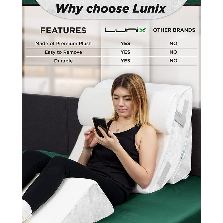 Lunix LX6 3pcs Orthopedic Bed Wedge Pillow Set, Post Surgery Memory Fo