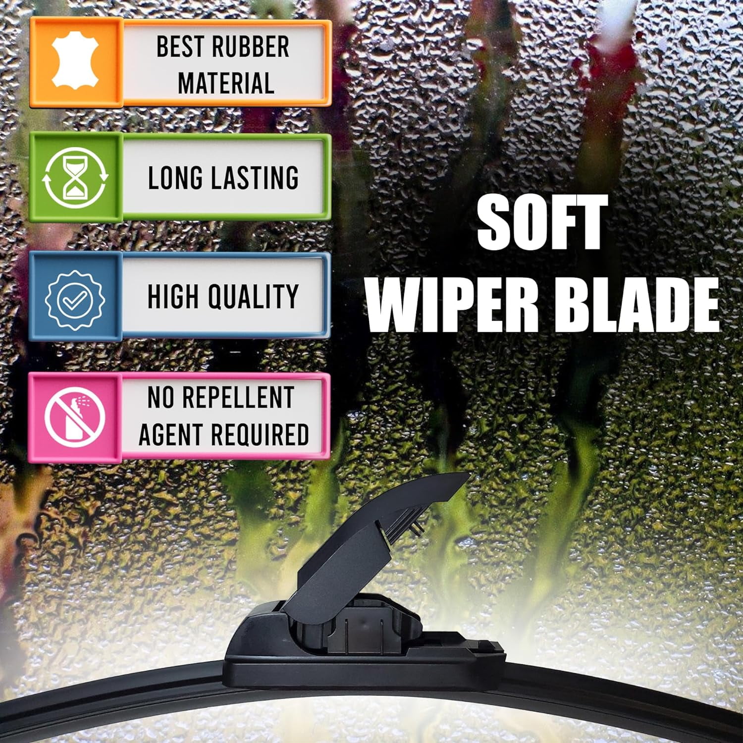 MOTOROPT Silica View – (26"+22") Silicone Windshield Wiper Blades, Black Silicone Rubber, 5x Last Longer, Front Windshield Wipers - Beam Blades, U/J Hook Type Vehicle Specific Fitment