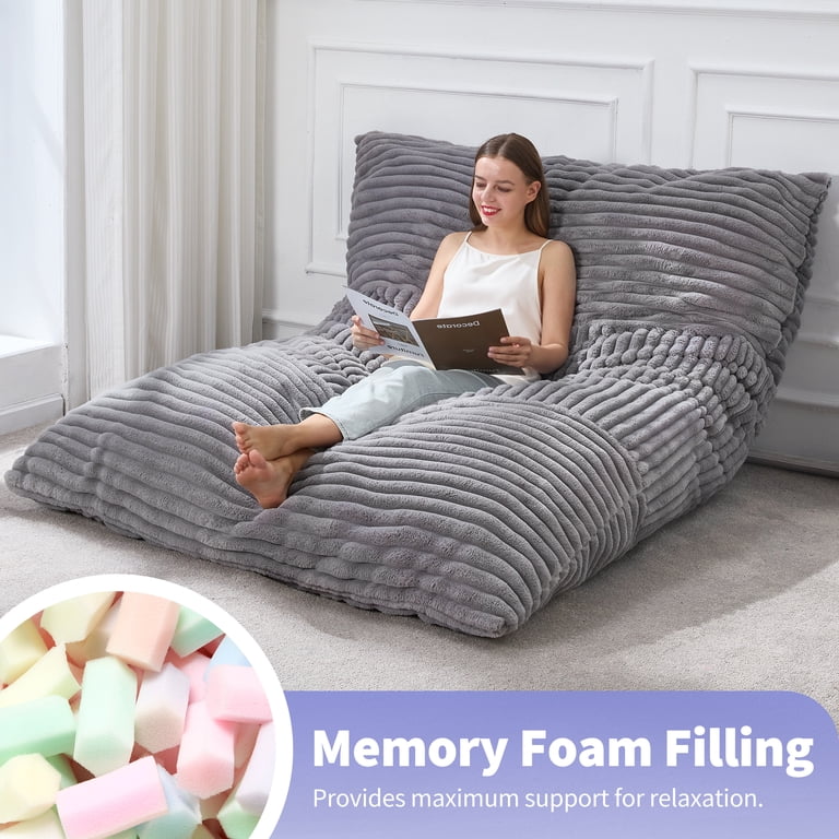 Hobestluk, 3 in 1 Giant Bean Bag Chair, 75x55, Grey - Walmart.com