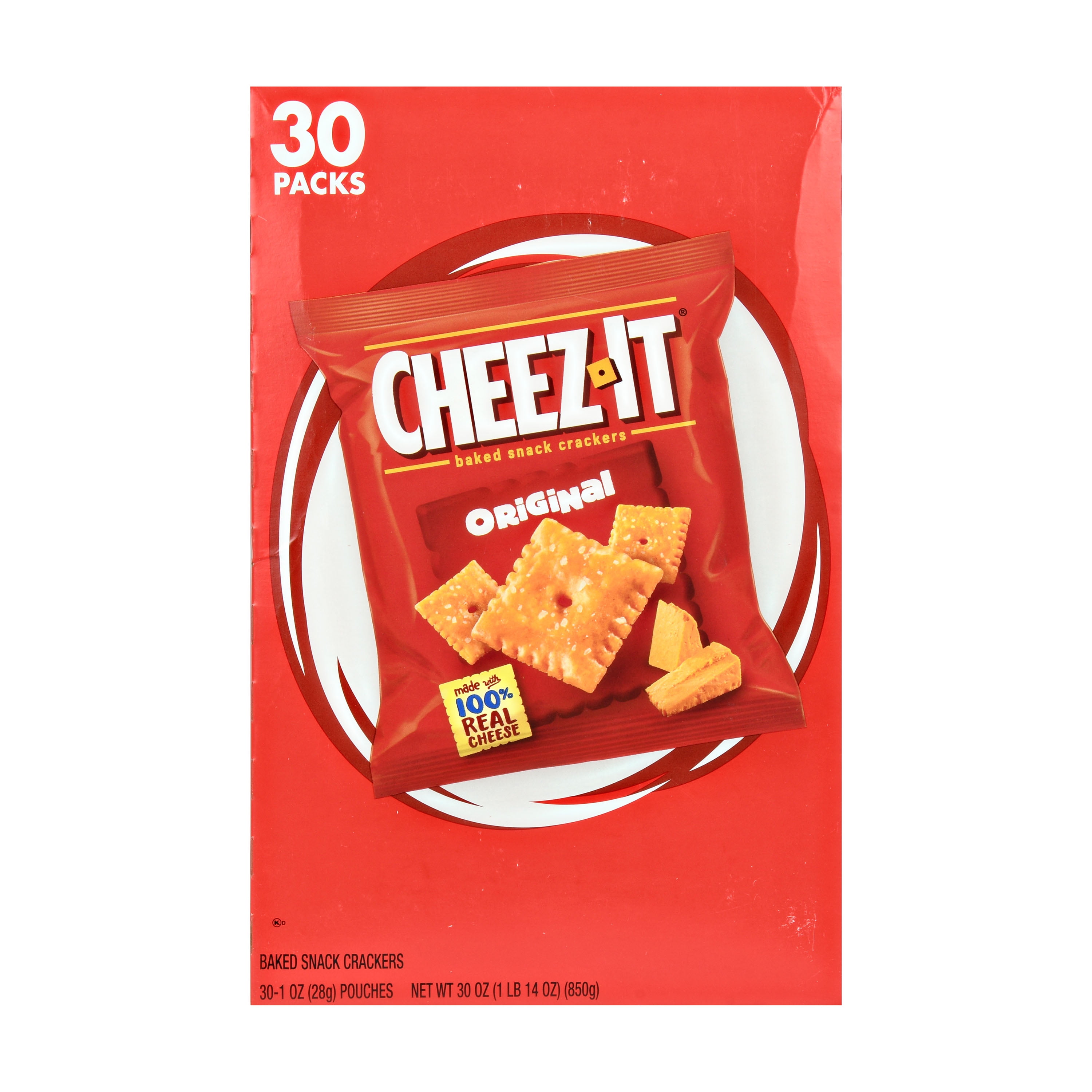 CheezIt Baked Snack Cheese Crackers Original Single Serve 30 Oz