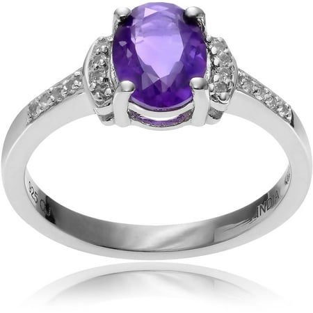 Brinley Co. Women's Amethyst Topaz Accent Rhodium-Plated Sterling Silver Fashion Ring