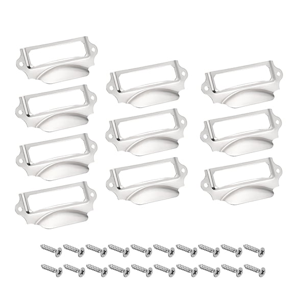 Soporte de etiqueta con asas de hierro vintage tono plateado 90x41mm 10 piezas con tornillos