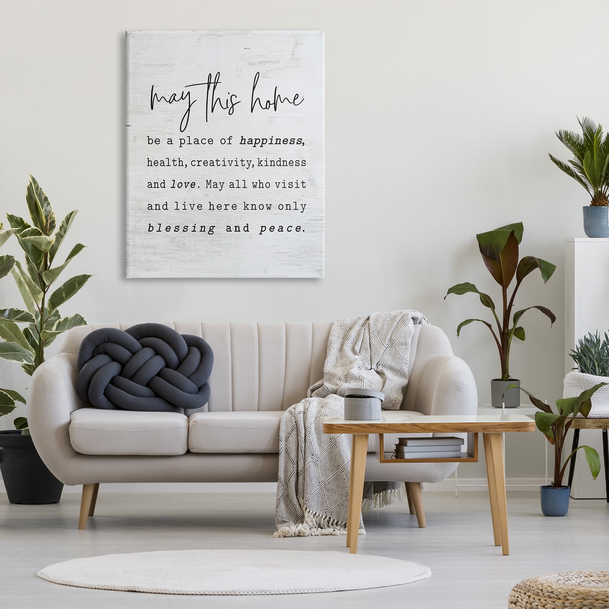 Stupell Industries May This Home Family Inspirational Word On Wood Texture Design Super Canvas Wall Art by Lettered and Lined
