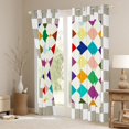 thumbnail image 3 of Manfei Boys Girls Geometric Plaid Curtains Pack of 2 (42x84 Each),Vintage Aesthetic Curtains Blackout,Minimalist Grid Bedroom Curtains,Ultra Soft Home Decor, 3 of 6
