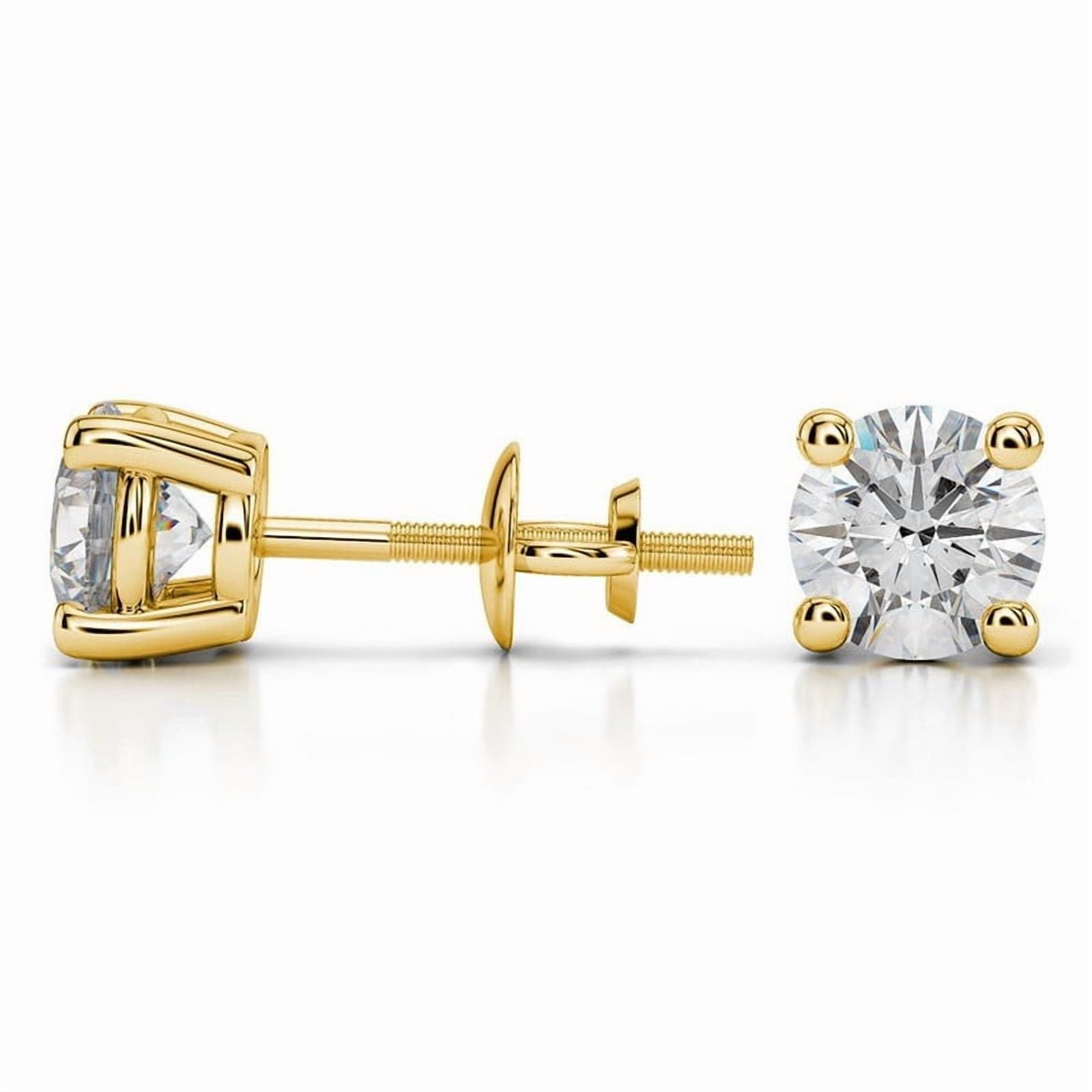 0.50 Carat Stunning Round Cut Lab Created Diamond Stud Earrings for women Solid 14K Yellow Gold Screw Back Studs Earring