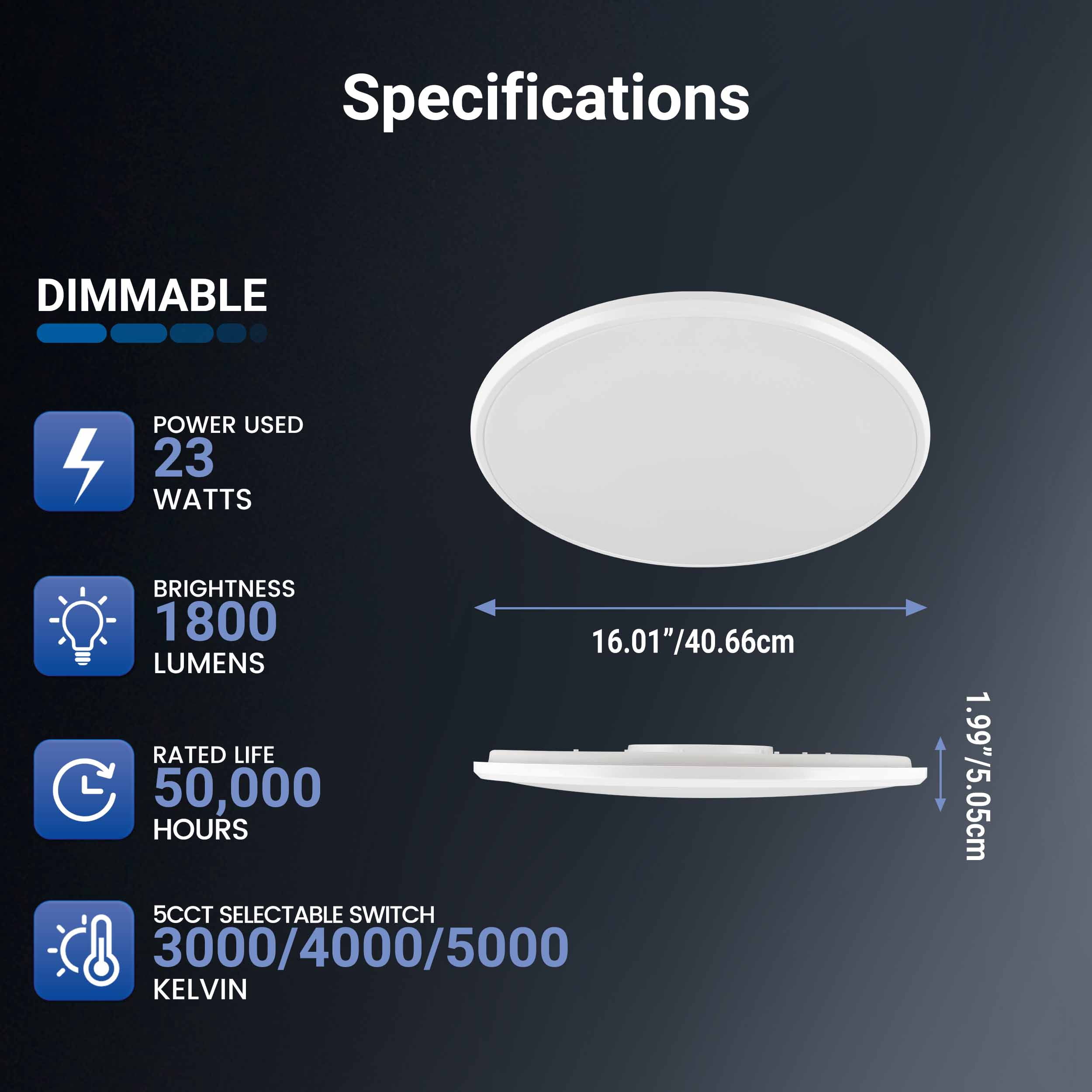 Mainstays 16-Inch Flush Mount LED Ceiling Light with 3CCT Selectable Color Temperatures, Night Light Function