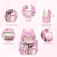 thumbnail image 4 of SANMADROLA Clear Backpack Heavy Duty Transparent Bookbag Teen Girlish Cute Bag Large Capacity See Through Backpacks Stadium Approved Daypack for Middle School College Sport/Travel, Pink Butterfly, 4 of 8