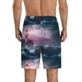 thumbnail image 3 of Kdxio lighthouse Waves Torrential Rain Print Mens Sleep Shorts Bottoms Soft Comfy Pajama Wear Pants with Drawstring Pockets, 3 of 7