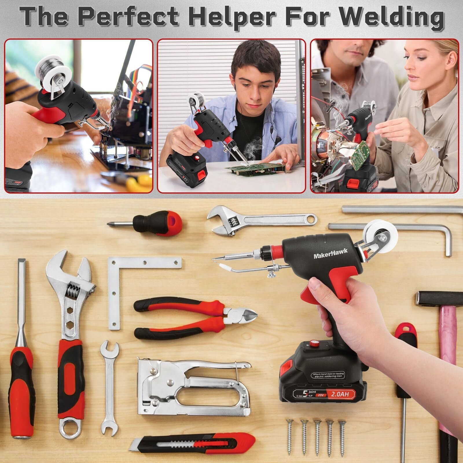 LiteBee Cordless Soldering Iron Welding Kit for Repair, One-handed Welding Iron 20V Battery Automatic Gun Solder Tools