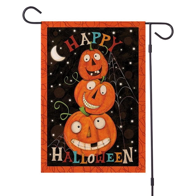 Jardín De Halloween Bandera De Vacaciones De Lino De Doble Cara Decoración De Patio Para Vallas Paredes De Ventanas seitruly HA041436-01