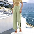 thumbnail image 6 of ROHUUQUE Jogger Pants for Women Cotton Linen Mid Rise Elastic WaistSolid Loose Cropped Trousers with Side Pockets Side Button Green, 6 of 8