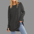 thumbnail image 5 of Besolor Womens Fall Spring Tunic Tops Trendy Crewneck Long Sleeve Shirts Casual Loose Going out Blouse with Thumb Hole, 5 of 6