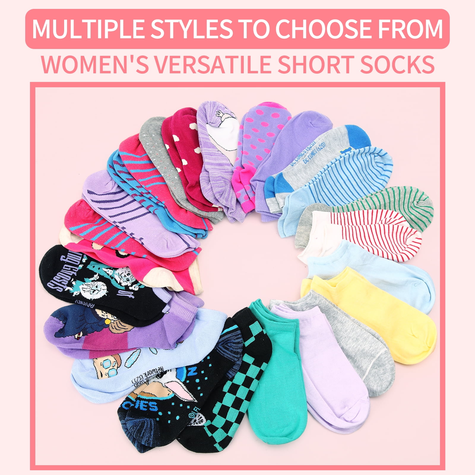Usavemo 100 Pairs Womens Various Low Cut Ankle Socks Sample Socks Bulk Pack Value Socks for Women Size 6-11