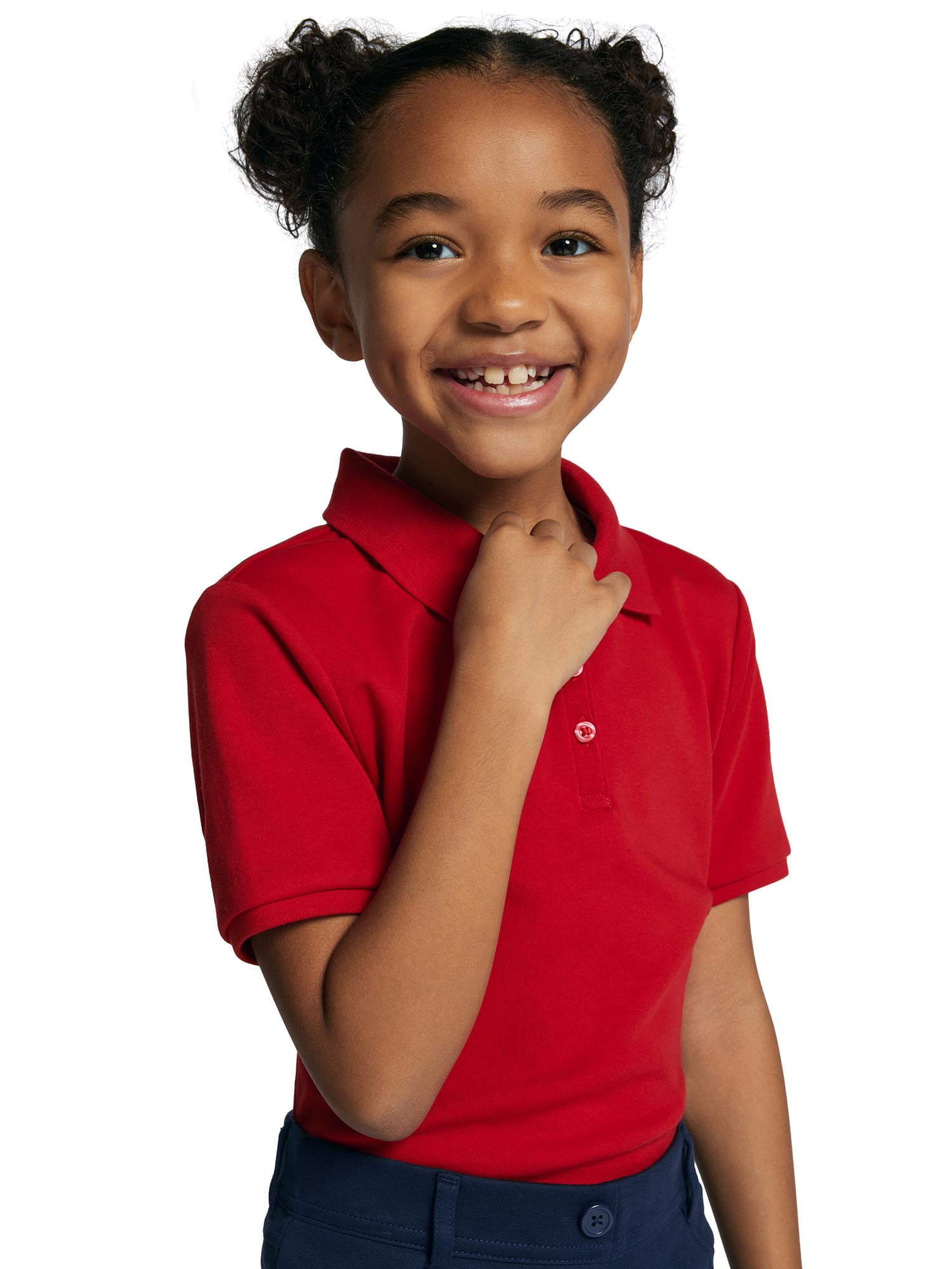 Wonder Nation Girls School Uniform Interlock Short Sleeve Polo Shirt, 2-Pack, Sizes 4-18 & 10-16 Plus