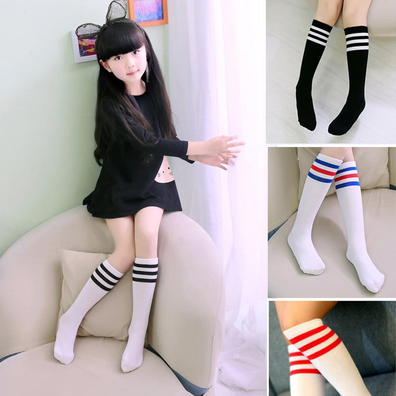 Boy Girl Lady Warm Thigh High Stripe Over Knee soccer Long Stocking tights  Socks