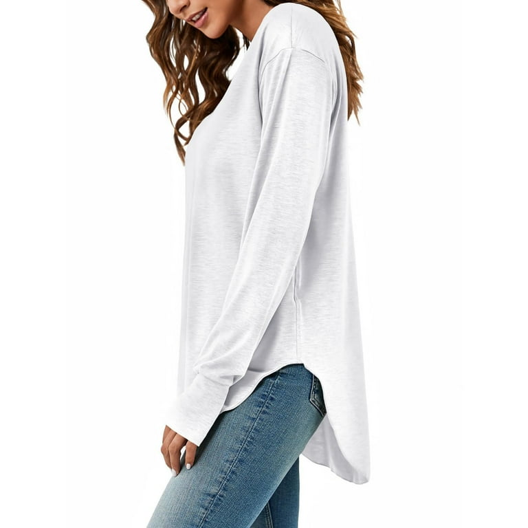 Womens V Neck Shirt with Thumb Holes Long Sleeve Tunic Tops Casual