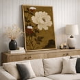 thumbnail image 4 of Framed Canvas Print Vintage Peony Floral Botanical Wall Art Classic Asian Style Flower Decorative for Living Room Bedroom - 24"x36" NATURAL, 4 of 8