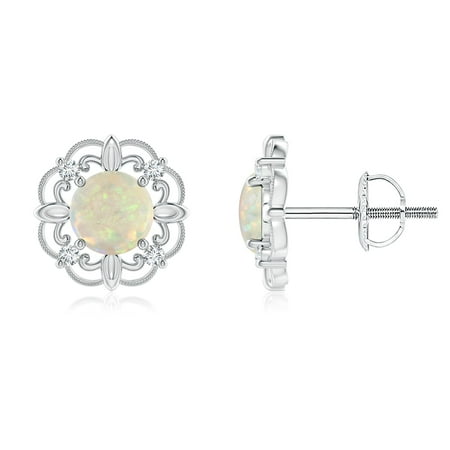 Mother S Day Jewelry Vintage Style Opal And Diamond Fleur De Lis Earrings In 14k White Gold 5mm Se1351opd Wg Aaa 5 Mother S Day Jewelry Vintage Style Opal And Diamond Fleur De Lis Earrings In 14k White Gold 5mm Se1351opd Wg Aaa 5