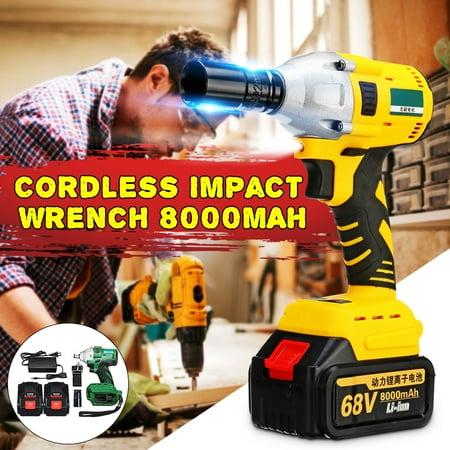 0-3300RPM 68V 8000mAh LED Light Cordless -Ion Electric Impact Wrench Brushless Motor 460Nm+ 2 Battery Power Tools CAR Building Repairing (Best Brushless Power Tools)