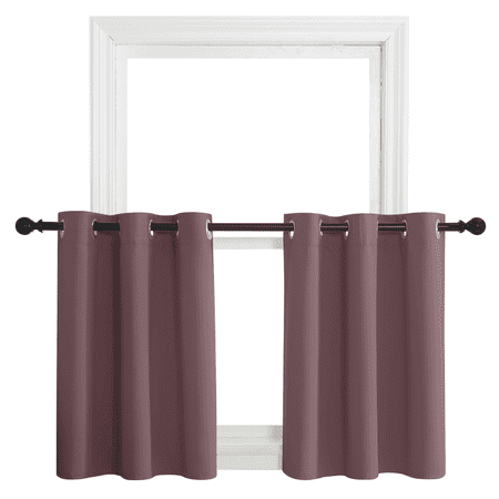 NICETOWN Short Blackout Curtains for Small Windows, Thermal Insulated Room Darkening Grommet Drapes, Light Blocking Privacy Shades for Kitchen Bathroom Laundry, Dusty Rose, 34"x24",2 Panels